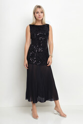 Eteği Tüllü Pullu Elbise - 4