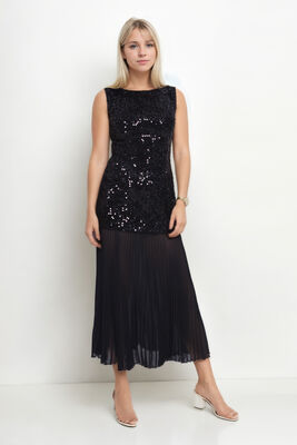 Eteği Tüllü Pullu Elbise - 4