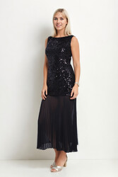 Eteği Tüllü Pullu Elbise - 6