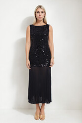 Eteği Tüllü Pullu Elbise - 8