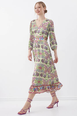 Etnik Desen Uzun Elbise - 3