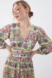 Etnik Desen Uzun Elbise - 4