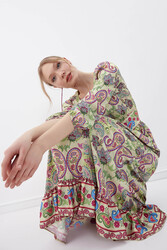 Etnik Desen Uzun Elbise - 2