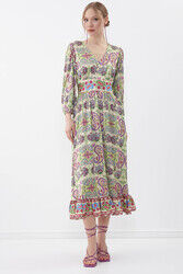 Etnik Desen Uzun Elbise - 6