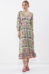 Etnik Desen Uzun Elbise - 9