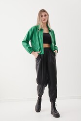 Fermuarlı Bomber Suni Deri Ceket - 16