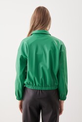 Fermuarlı Bomber Suni Deri Ceket - 19