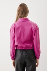 Fermuarlı Bomber Suni Deri Ceket - 26