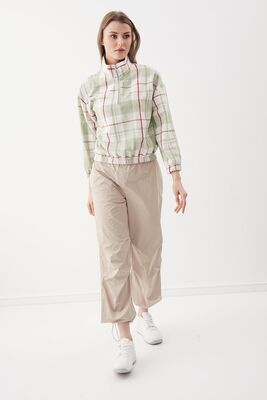 Fermuarlı Dik Yaka Ekose Desen Sweat - Thumbnail (8)