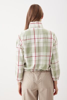 Fermuarlı Dik Yaka Ekose Desen Sweat - Thumbnail (9)