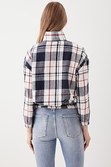 Fermuarlı Dik Yaka Ekose Desen Sweat - 27