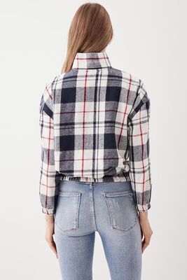 Fermuarlı Dik Yaka Ekose Desen Sweat - Thumbnail (26)