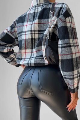 Fermuarlı Dik Yaka Ekose Desen Sweat - Thumbnail (28)