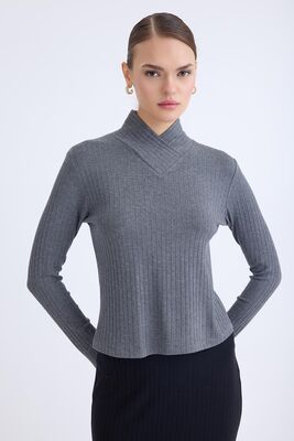 VİTRİN - Fitilli Kumaş Önü Detaylı Uzun Kol Bluz