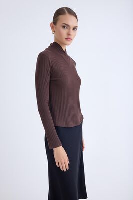 Fitilli Kumaş Önü Detaylı Uzun Kol Bluz - Thumbnail (14)