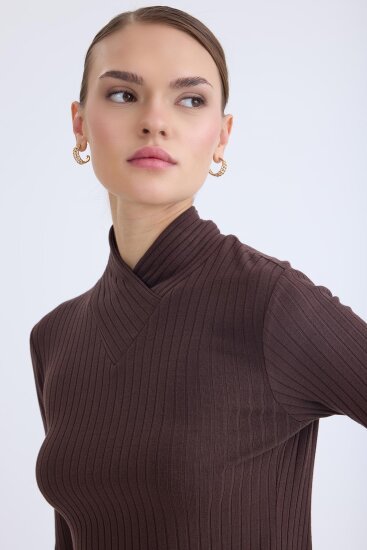 Fitilli Kumaş Önü Detaylı Uzun Kol Bluz - 13