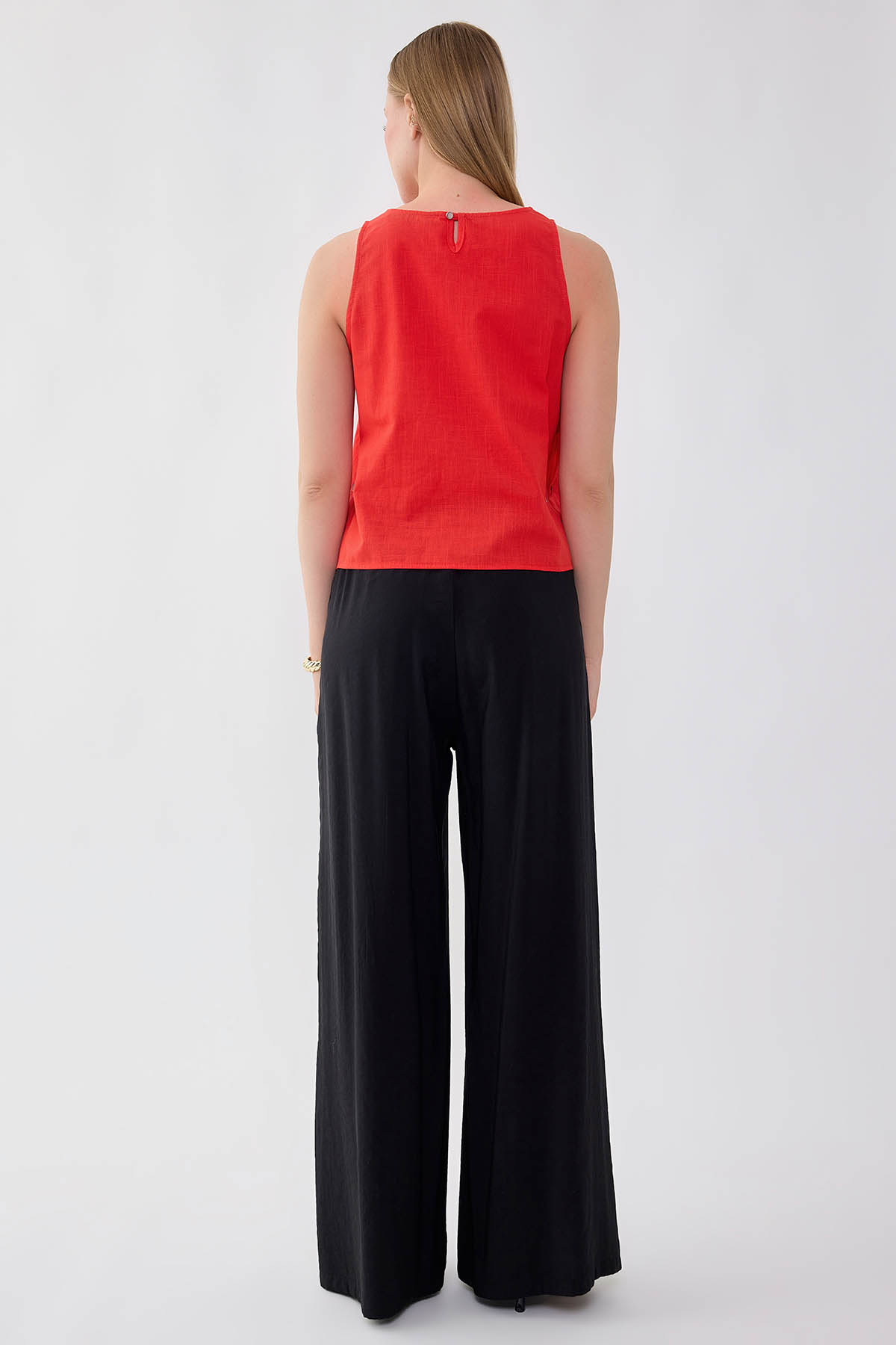 Geniş Paça Beli Lastikli Rahat Pantolon - Thumbnail