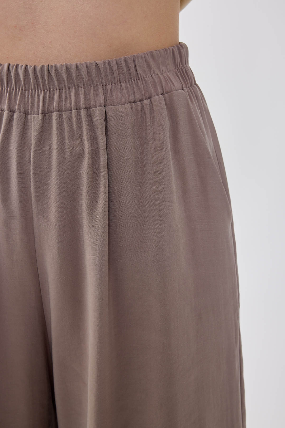 Geniş Paça Beli Lastikli Rahat Pantolon - Thumbnail