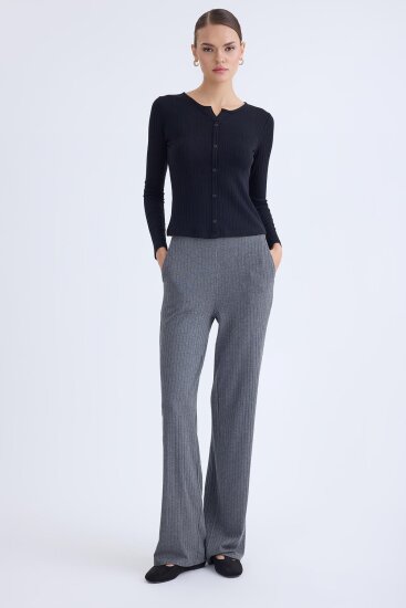 Geniş Paça Fitilli Eşofman Pantolon - 1