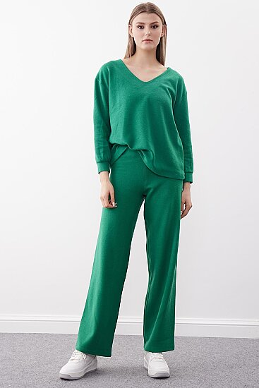 Geniş Paça Örme Pantolon - 7