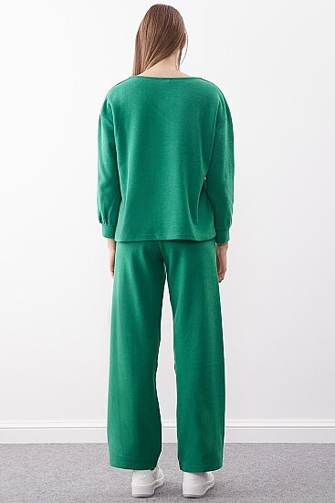 Geniş Paça Örme Pantolon - 8