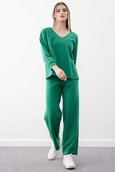 Geniş Paça Örme Pantolon - 10