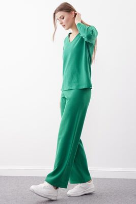 Geniş Paça Örme Pantolon - Thumbnail (10)