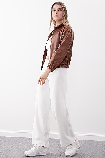 Geniş Paça Örme Pantolon - 13