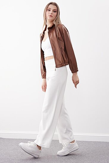 Geniş Paça Örme Pantolon - 14