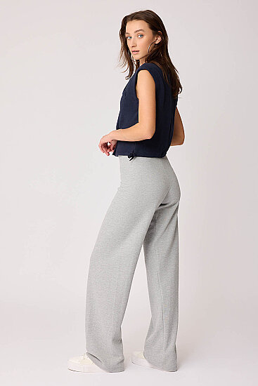 Geniş Paça Örme Pantolon - 4