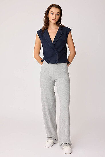 Geniş Paça Örme Pantolon - 1