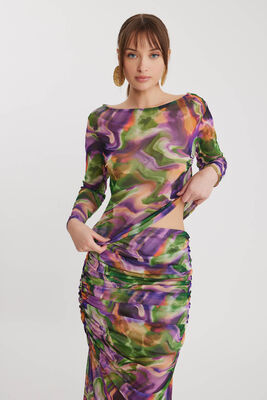 VİTRİN - Geniş Yaka Desenli Tül Bluz (1)