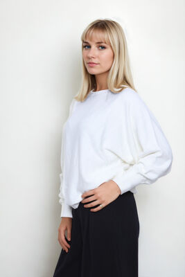 Geniş Yaka Yarasa Kol Oversize Triko Bluz - Thumbnail (7)