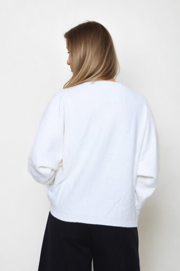 Geniş Yaka Yarasa Kol Oversize Triko Bluz - 10