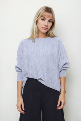 Geniş Yaka Yarasa Kol Oversize Triko Bluz - Thumbnail (10)