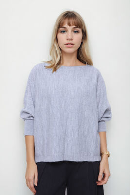 Geniş Yaka Yarasa Kol Oversize Triko Bluz - Thumbnail (12)