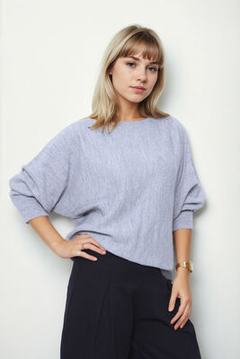 Geniş Yaka Yarasa Kol Oversize Triko Bluz - Thumbnail (15)