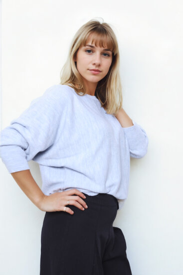 Geniş Yaka Yarasa Kol Oversize Triko Bluz - 18