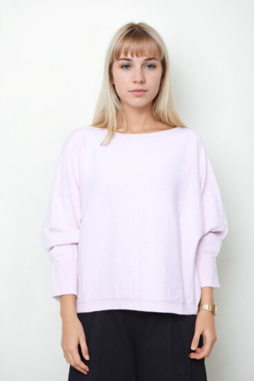 Geniş Yaka Yarasa Kol Oversize Triko Bluz - 23