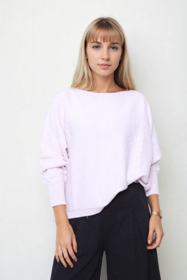 Geniş Yaka Yarasa Kol Oversize Triko Bluz - 24