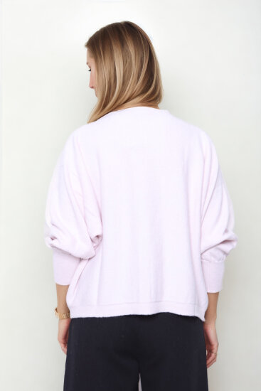 Geniş Yaka Yarasa Kol Oversize Triko Bluz - 26