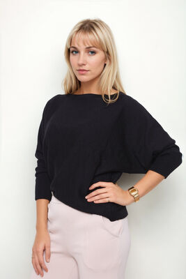 Geniş Yaka Yarasa Kol Oversize Triko Bluz - Thumbnail (27)