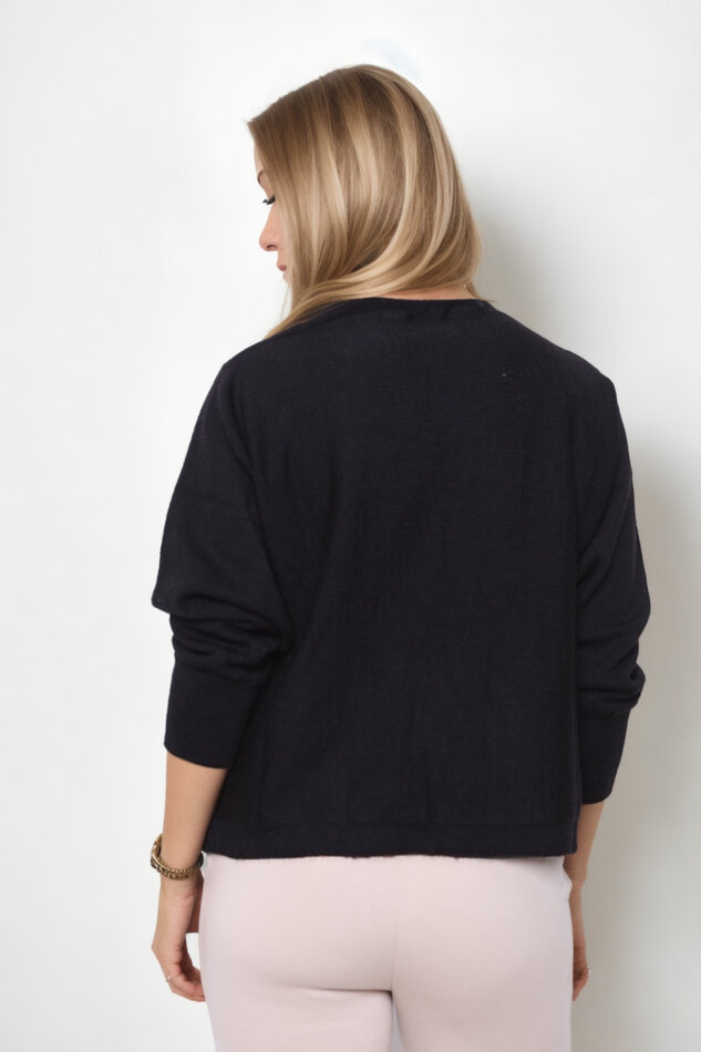 Geniş Yaka Yarasa Kol Oversize Triko Bluz - 31