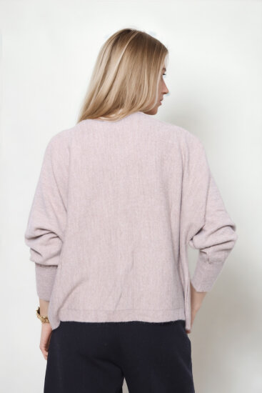 Geniş Yaka Yarasa Kol Oversize Triko Bluz - 36