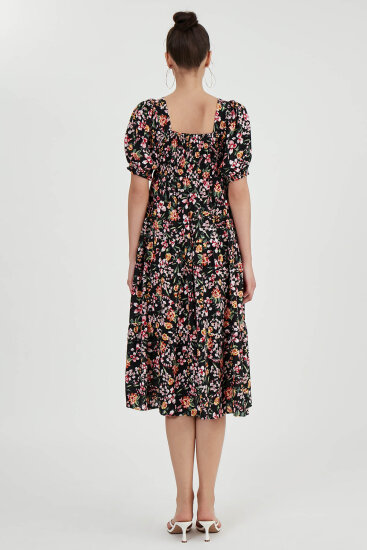 Gipeli Balon Kol Çiçekli Elbise - 12