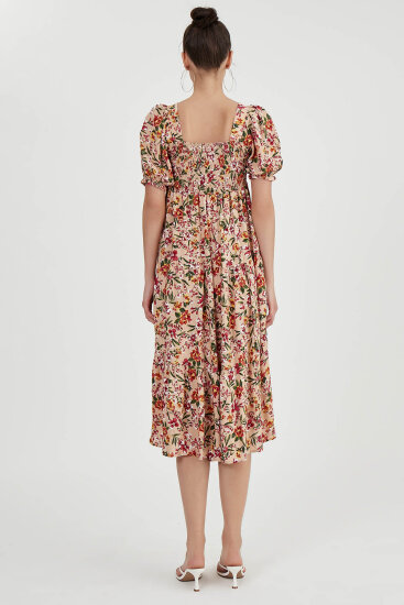 Gipeli Balon Kol Çiçekli Elbise - 17