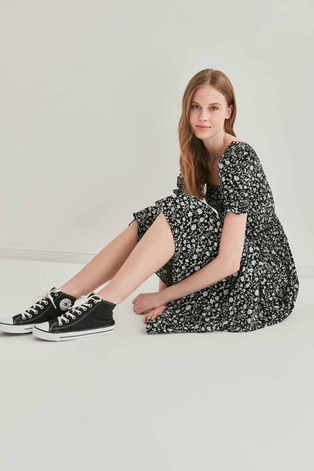 Gipeli Balon Kol Uzun Elbise - 14