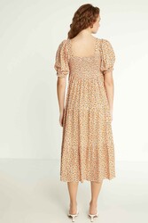 Gipeli Çıtır Çiçek Desenli Uzun Elbise - 4