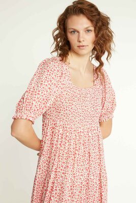 Gipeli Çıtır Çiçek Desenli Uzun Elbise - 12