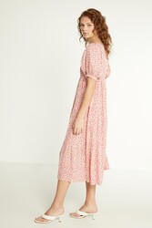 Gipeli Çıtır Çiçek Desenli Uzun Elbise - 13